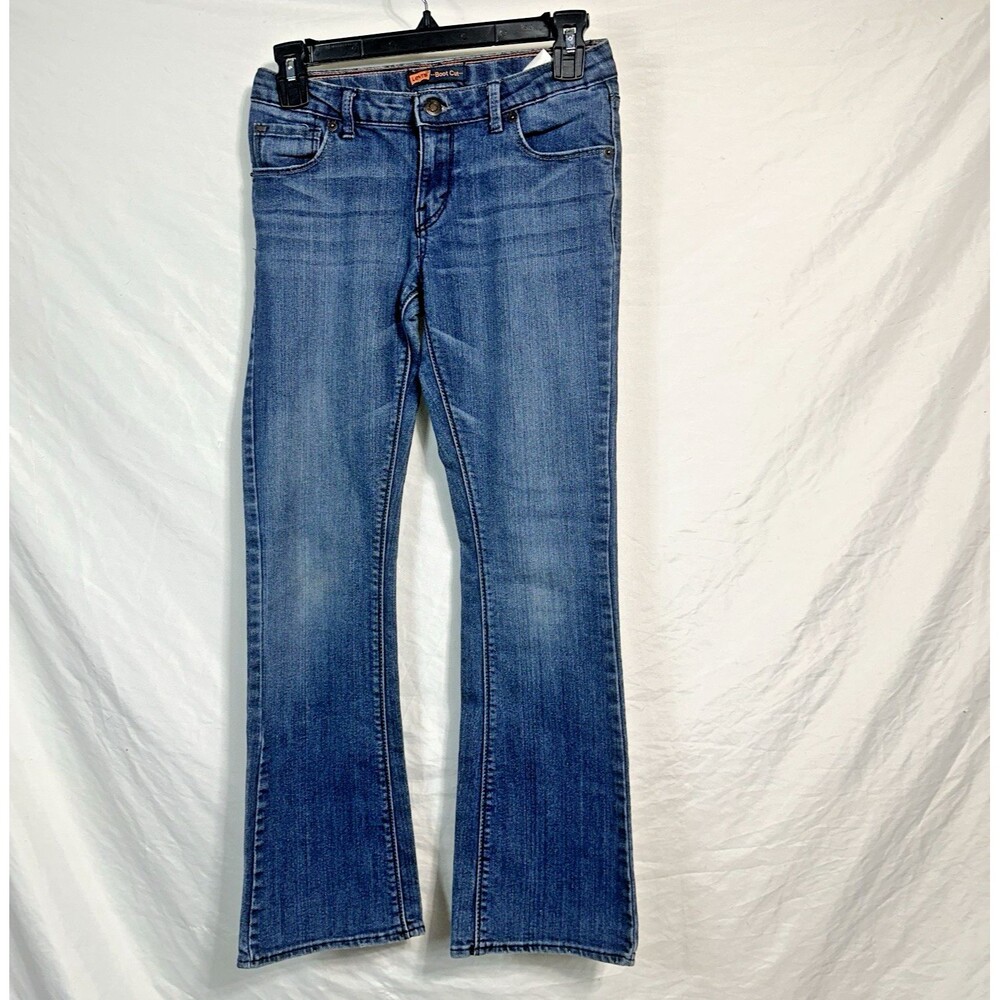 Levi's Bootcut Stretch Girls Jeans Adjustable Waist Blue Denim Size 14 REG